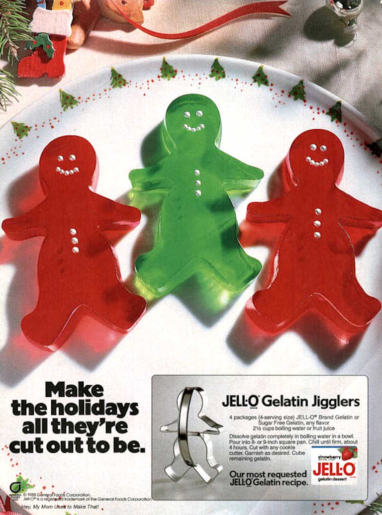 1980’s Jell-O jigglers gingerbread man retro recipe magazine ad