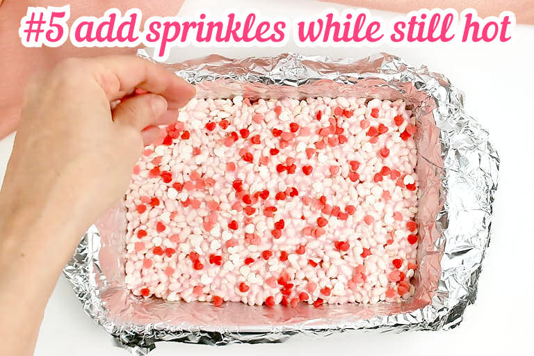 Adding Valentine's day themed sprinkles.